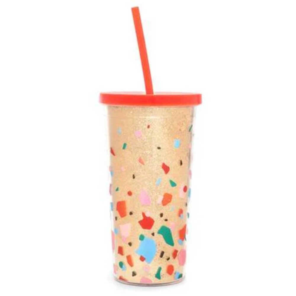 Bando Sip Sip Tumbler 20oz Terrazzo Insulated Cup Straw Lid New